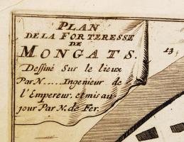 1692 Nicolas de Fer: Plan de la Fortresse Mongats - A munkácsi vár tervrajza. Az Introduction á la f...