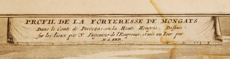 1692 Nicolas de Fer: Profil de la Fortresse Mongats - A munkácsi vár tervrajza. Az Introduction á la...