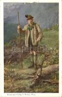 Franz Joseph in hunting outfit '1910 Internationale Jagdausstellung Wien Offizielle Postkarte' 5 Heller Ga. (pinhole)