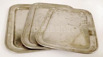 Dekoratív fém teás csésze, üveg betét nélkül, 3 db fém tálca összesen: 8 db