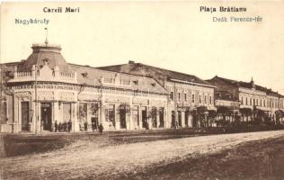 Nagykároly, Deák Ferenc tér, Politzer Ignác, Hadnagy Ignác, Hermann Samu és Klein Ignác üzletei / square, shops (EK)