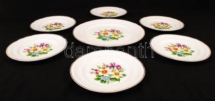 Apulum süteményes készlet, nagy tányér sérült, matricás, jelzett