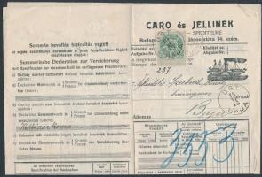 1915 DDSG hajóraklevél okmánybélyegekkel Ujpest - Baja