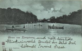 1899 Kaliningrad, Königsberg; Schlossteich / lake, boats (EK)