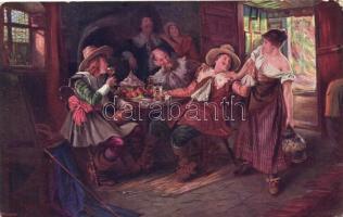 3 db RÉGI motivumlap; művész / 3 old motive cards; art