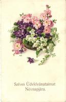 10 db főként RÉGI motívum lap pár lithoval; üdvözlő (újév, húsvét, névnap, karácsony) / 10 mostly old motive cards with some litho; greeting (new year, easter, name day, christmas)