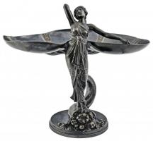 WMF szecessziós figurális asztali kínáló, ezüstözött alpakka, jelzett, m:24 cm, 17×29 cm/ WMF art no...