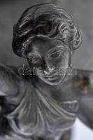 WMF szecessziós figurális asztali kínáló, ezüstözött alpakka, jelzett, m:24 cm, 17×29 cm/ WMF art no...