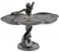 WMF szecessziós figurális asztali kínáló, ezüstözött alpakka, jelzett, m:24 cm, 17×29 cm/ WMF art no...