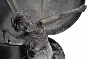 WMF szecessziós figurális asztali kínáló, ezüstözött alpakka, jelzett, m:24 cm, 17×29 cm/ WMF art no...