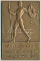 1930. "1880-1930. Polgári (Pozsonyi) Torna Egyesület" Br emlékplakett, eredeti tokban, szign.:R.P. (46x70mm) T:2