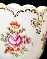 Hollóházi kaspó pár (2db), kézzel festett, jelzett, hibátlan, m:14,5 cm, d:16 cm