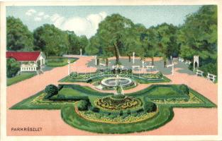 Magyarkanizsa, park, Csodakút artézi fürdő / park, fountain, spa litho (EK)