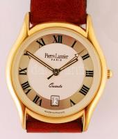 Pierre Lannier analóg kvarc karóra, eredeti tokjában, bőr szíjjal, leírással, nem jár