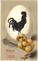Easter, chicken, rooster silhouette Emb. litho (EK)