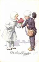 New Year, chimney sweeper with girl, B.K.W.I. 2989-6. s: K. Feiertag