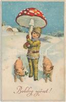 15 db főként RÉGI motívumlap; üdvözlőlap (újév) / 15 mostly old motive cards; greeting (New Year)