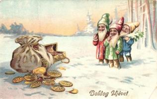 15 db RÉGI motívumlap pár lithoval; üdvözlőlap (újév) / 15 old motive cards with some litho; greetin...