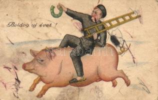 15 db RÉGI motívumlap pár lithoval; üdvözlőlap (újév) / 15 old motive cards with some litho; greetin...