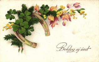 15 db RÉGI motívumlap pár lithoval; üdvözlőlap (újév) / 15 old motive cards with some litho; greetin...