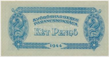 1944. 2P "A Vöröshadsereg Parancsnoksága" vágási hibával és hátlapi ferde nyomattal T:I- h...