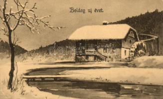 8 db RÉGI motívumlap; üdvözlőlap (újév) / 8 old motive cards; greeting (New Year)