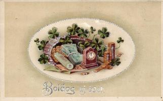 9 db RÉGI motívumlap; üdvözlőlap (újév) / 9 old motive cards; greeting (New Year)