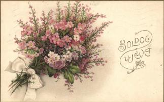 4 db RÉGI motívumlap; üdvözlőlap (újév) / 4 old motive cards; greeting (New Year)