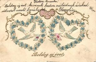 4 db RÉGI motívumlap; üdvözlőlap (újév) / 4 old motive cards; greeting (New Year)