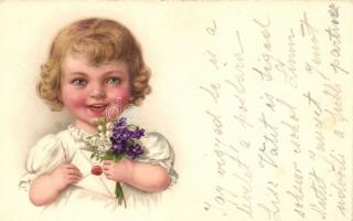 6 db RÉGI motívumlap; gyerek, hölgy  / 6 old motive cards; children, lady