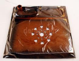 Bőr íróasztali szett, újszerű állapotban, 19×19 cm