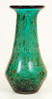 Buborékos zöld váza, hibátlan, m:21 cm
