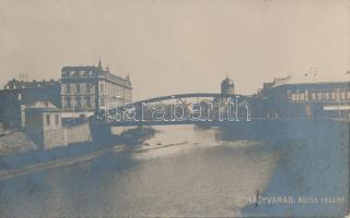 Nagyvárad, Körös részlet, híd, Gazdasági Iparbank, zsinagóga / river, bridge, bank, syanogue (EK)