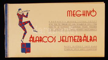 1934 Bp., meghívó a Budapesti Torna Egylet által szervezett álarcos jelmezbálra.