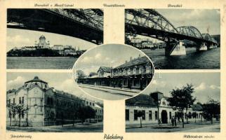 Párkány, vasútállomás, Duna híd, Rákóczi út, Járásbíróság / railway station, bridge, street, court (EK)