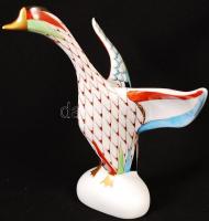 Hollóházi liba, kézzel festett, jelzett, hibátlan, m:15 cm