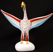 Hollóházi liba, kézzel festett, jelzett, hibátlan, m:15 cm