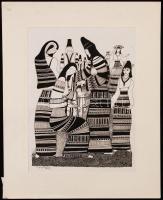 Lajos Ferenc (1912-1998): Beavatás. Tus, papír, jelzett, 35×25 cm