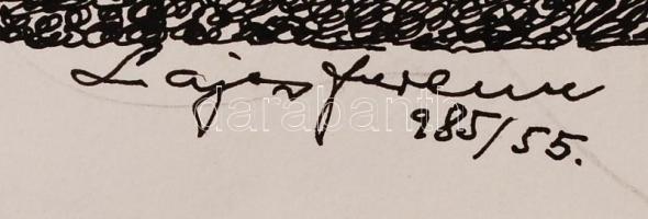 Lajos Ferenc (1912-1998): Beavatás. Tus, papír, jelzett, 35×25 cm