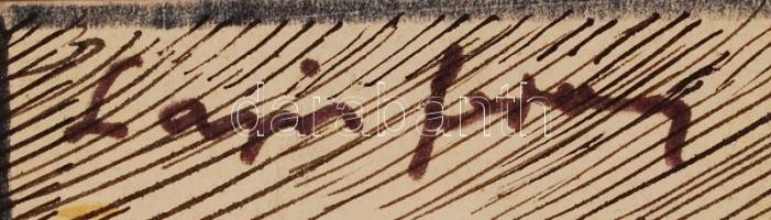 Lajos Ferenc (1912-1998): Vihar. Tus, papír, jelzett, 29×21cm