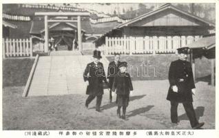 34 db RÉGI használatlan japán városképes és motívum lap; japán folklór és katonai / 34 old unused Japanese town-view and motive cards; Japanese folklore and military