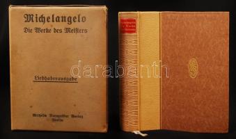 Michelangelo. Des Meisters Werke und seine Lebensgeschichte. Szerk.: Gemerau, Alfred. Berlin, [1920], Wilhelm Vorngräber. Aranyozott félbőr kötésben, papír védőtokkal, jó állapotban.