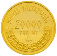 1996. 20.000Ft Au "Honfoglalás 1000. évfordulója" (6.982g/0.986/22mm) dísztokban T:PP ujjl...