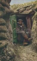 I. világháborús német katona telefonnal, WWI German soldier with telephone, trench