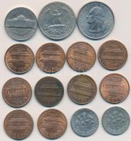 Amerikai Egyesült Államok 1964-2002. 15db-os vegyes fémpénz tétel T:vegyes USA 1964-2002. 15pcs of mixed coins C:mixed