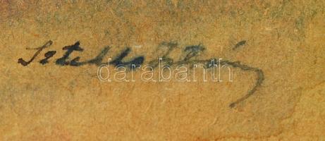 Sztehlo István:  Sátorozók. Akvarell, papír, jelzett, 41×28 cm