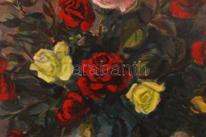 Murin Vilmos (1891-1952): Rózsás csendélet. Olaj, vászon, jelzett, 70×70 cm