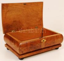 Intarziás asztali doboz, fa, kulcs nélkül, 18×28 cm