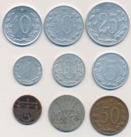 Csehszlovákia 1924-1971. 1-50h 7db klf fémpénz tétel T:vegyes Czechoslovakia 1924-1971. 1-50 Haleru 7pcs of diff coins C:mixed