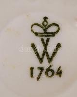 Wallendorf pelikán, fehér mázas, jelzett, hibátlan, m:8 cm